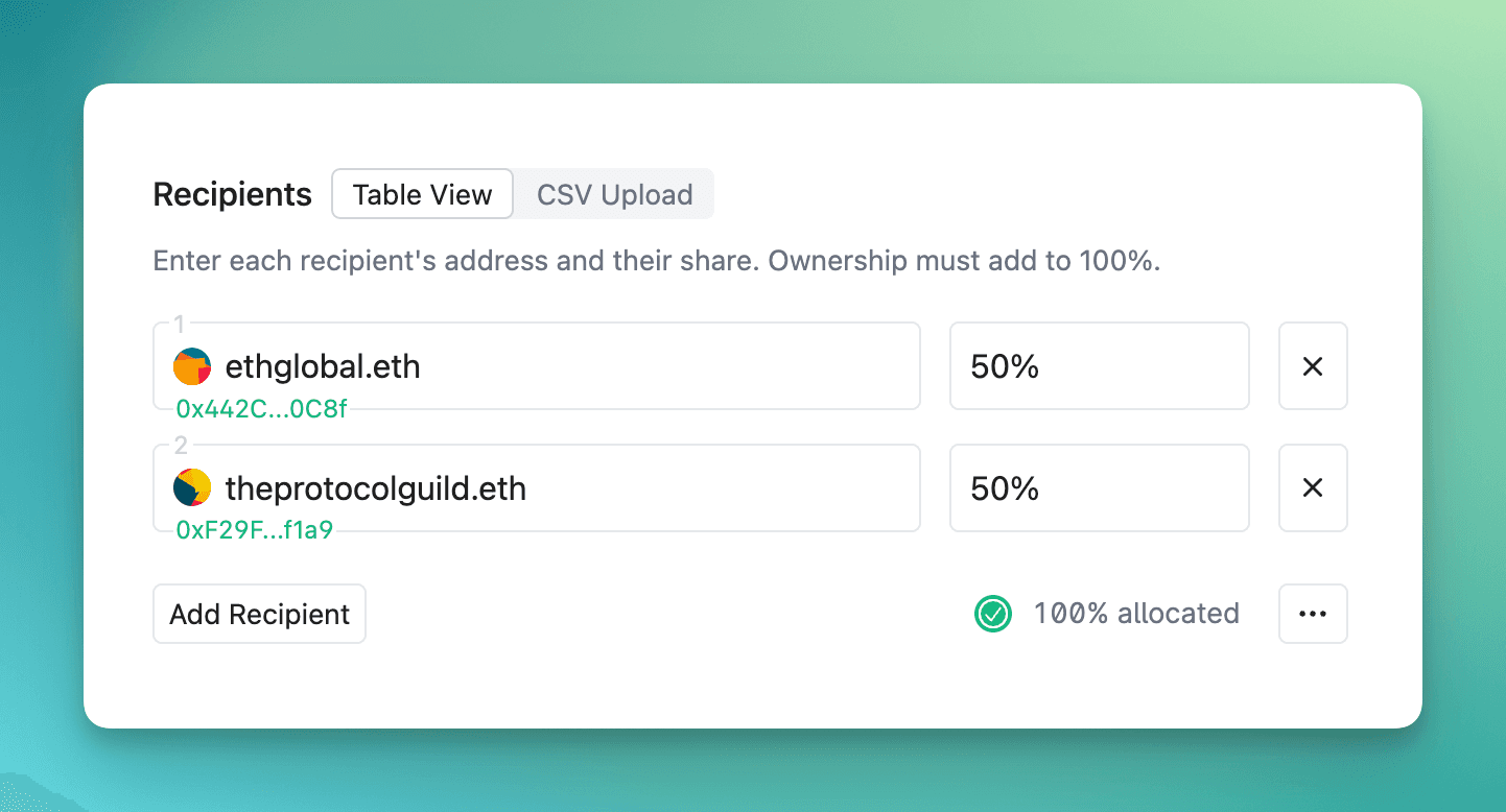 Split form inputs